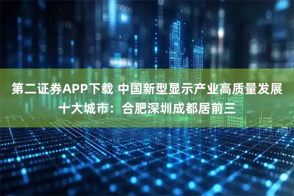 第二证券APP下载 中国新型显示产业高质量发展十大城市:合肥深圳成都居前三