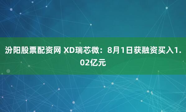 汾阳股票配资网 XD瑞芯微：8月1日获融资买入1.02亿元