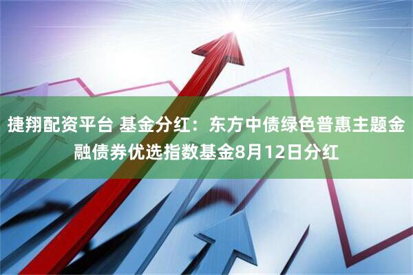 捷翔配资平台 基金分红:东方中债绿色普惠主题金融债券优选指数基金8月12日分红