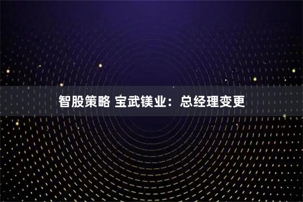 智股策略 宝武镁业:总经理变更