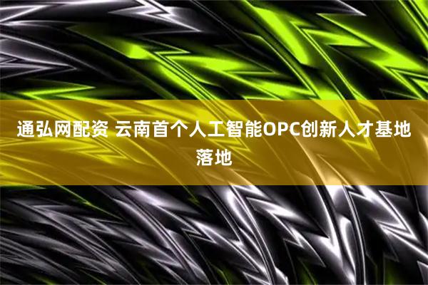 通弘网配资 云南首个人工智能OPC创新人才基地落地
